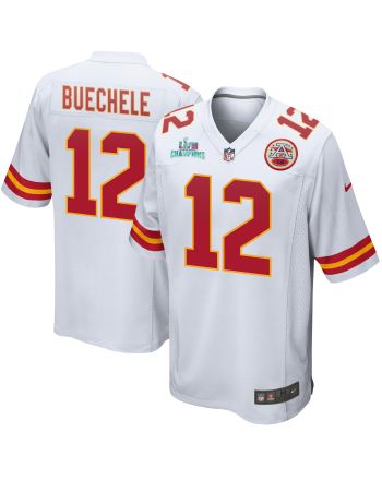 Shane Buechele 12 Kansas City Chiefs Super Bowl LVII Champions Men Game Jersey - White