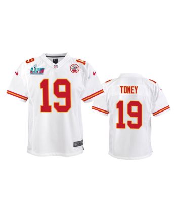 Kadarius Toney 19 Kansas City Chiefs Super Bowl LVII Game Jersey - Youth White