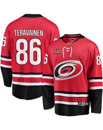 Teuvo Teravainen 86 Carolina Hurricanes Stanley Cup 2023 Playoffs Patch Home Breakaway Men Jersey - Red