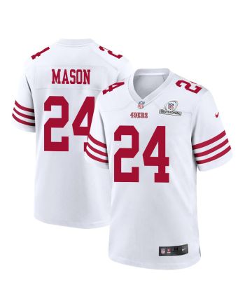 Jordan Mason 24 San Francisco 49ers 2024 Divisional Patch Game Men Jersey - White