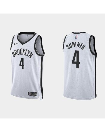 Brooklyn Nets Edmond Sumner 4 2022-23 Association Edition White Men Jersey Swingman