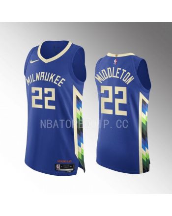 Milwaukee Bucks Khris Middleton 22 Royal Jersey 2022-23 City Edition