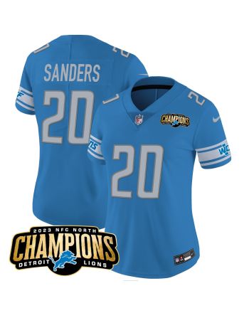 Barry Sanders 20 Detroit Lions 2023 NFC North Champions Patch Women Game Jersey - Blue