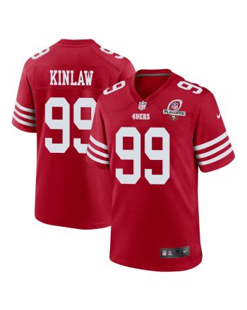 Javon Kinlaw 99 San Francisco 49ers 2023 Playoffs Patch Game Men Jersey - Scarlet