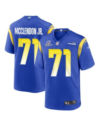 Warren McClendon Jr. 71 Los Angeles Rams 2023 Playoffs Patch Game Men Jersey - Royal