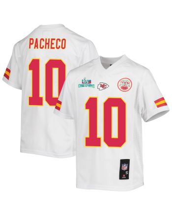 Isiah Pacheco 10 Kansas City Chiefs Super Bowl LVII Champions Youth Game Jersey - White