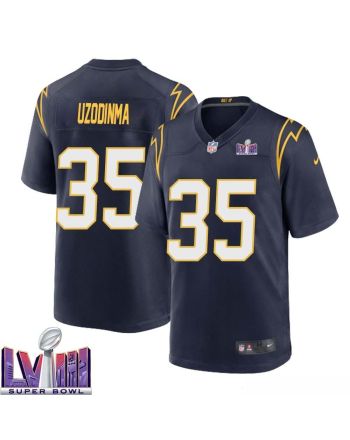 Amechi Uzodinma 35 Los Angeles Chargers Super Bowl LVIII Men Alternate Game Jersey - Navy