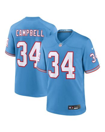 Earl Campbell 34 Tennessee Titans Oilers Throwback Retired Men Game Jersey - Light Blue