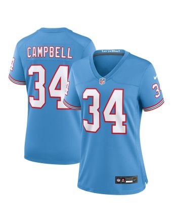 Earl Campbell 34 Tennessee Titans Oilers Throwback Alternate Game Women Jersey - Light Blue