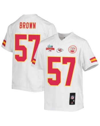 Orlando Brown 57 Kansas City Chiefs Super Bowl LVII Champions 3 Stars Youth Game Jersey - White