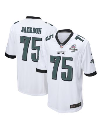 Tarron Jackson 75 Philadelphia Eagles 2023 Playoffs Patch Game Men Jersey - White