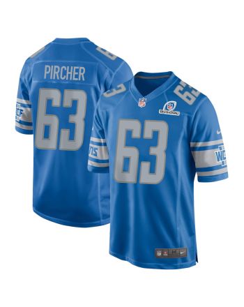 Max Pircher 63 Detroit Lions 2024 Divisional Patch Game Men Jersey - Blue