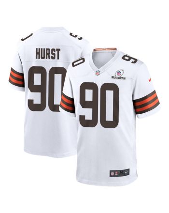 Maurice Hurst 90 Cleveland Browns 2023 Playoffs Patch Game Men Jersey - White