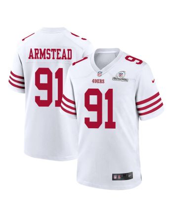 Arik Armstead 91 San Francisco 49ers 2024 Divisional Patch Game Men Jersey - White