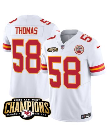 Derrick Thomas 58 Kansas City Chiefs 2023 AFC West Champions Patch Game Men Jersey - White