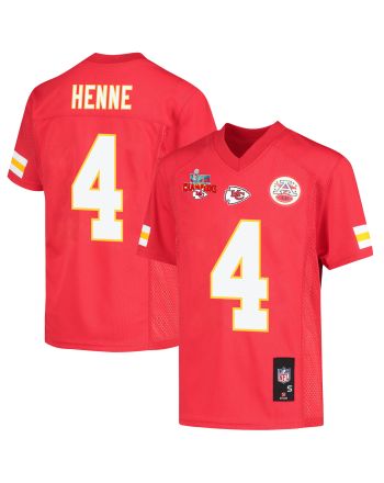 Chad Henne 4 Kansas City Chiefs Super Bowl LVII Champions 3 Stars Youth Game Jersey - Red