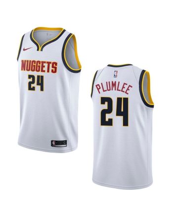 Men's Denver Nuggets 24 Mason Plumlee Association Swingman Jersey - Wihte