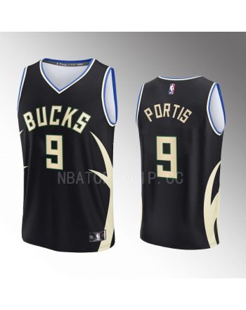 Milwaukee Bucks 9 Bobby Portis Statement Edition Men Jersey 2022-23 Fast Break Black