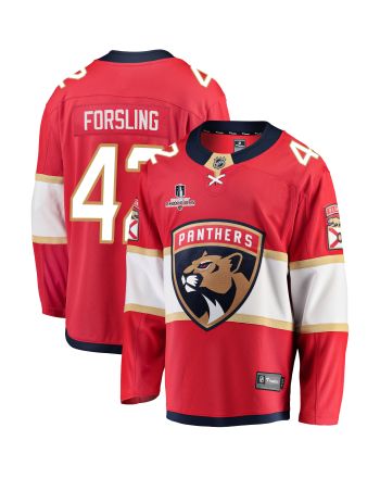 Florida Panthers Gustav Forsling 42 Home 2023 Stanley Cup Champions Breakaway Men Jersey - Red