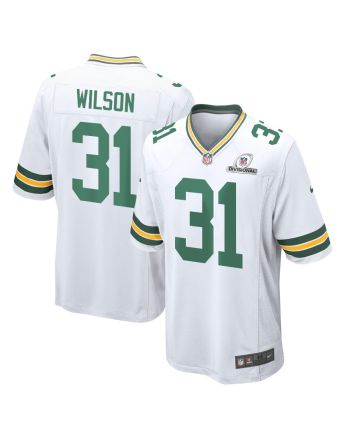 Emanuel Wilson 31 Green Bay Packers 2024 Divisional Patch Game Men Jersey - White