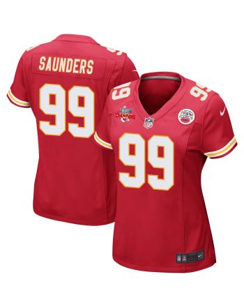 Khalen Saunders 99 Kansas City Chiefs Super Bowl LVII Champions 3 Stars Women Game Jersey - Red