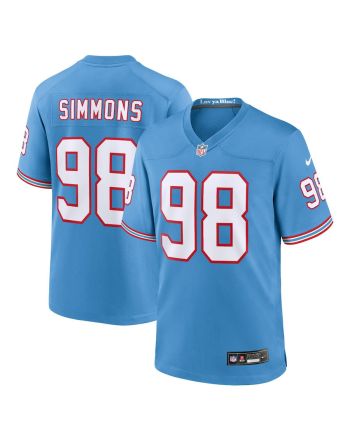 Jeffery Simmons 98 Tennessee Titans Oilers Throwback Alternate Game Men Jersey - Light Blue