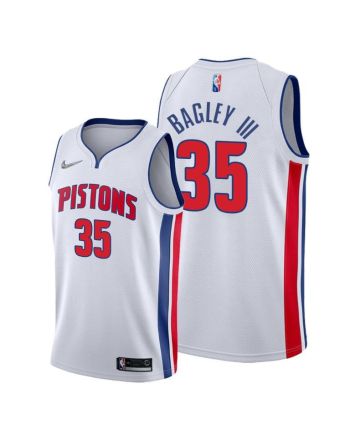 Marvin Bagley III 35 Detroit Pistons 2022 Association Edition White Jersey Diamond Badge - Men Jersey