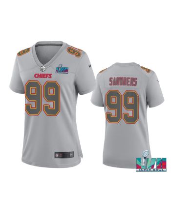 Khalen Saunders 99 Kansas City Chiefs Super Bowl LVII Atmosphere Jersey - Women Gray