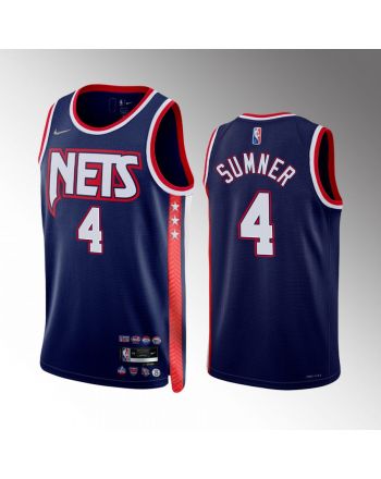 Brooklyn Nets Edmond Sumner 4 City Edition Blue Jersey Diamond 75th