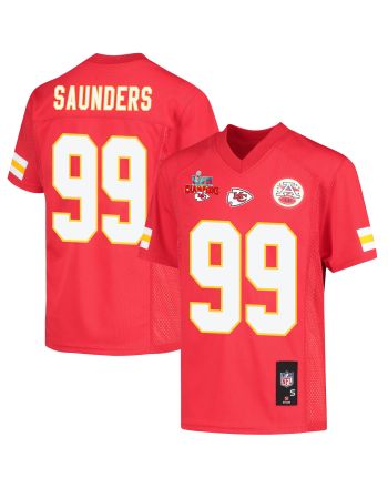 Khalen Saunders 99 Kansas City Chiefs Super Bowl LVII Champions 3 Stars Youth Game Jersey - Red