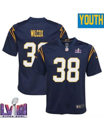 Chris Wilcox 38 Los Angeles Chargers Super Bowl LVIII YOUTH Alternate Game Jersey - Navy