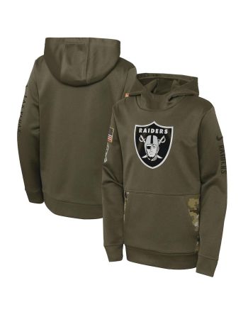 Las Vegas Raiders Youth 2022 Salute To Service Performance Pullover Hoodie - Olive