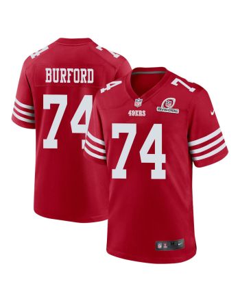 Spencer Burford 74 San Francisco 49ers 2024 Divisional Patch Game Men Jersey - Scarlet