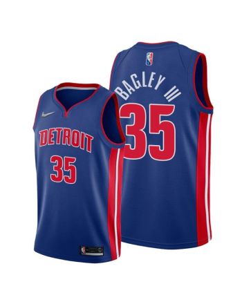 Marvin Bagley III 35 Detroit Pistons 2022 Icon Edition Blue Jersey Diamond Badge - Men Jersey