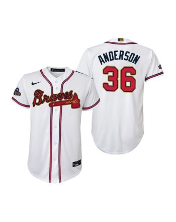 Youth Ian Anderson 36 Atlanta Braves White 2022-23 Gold Program Jersey