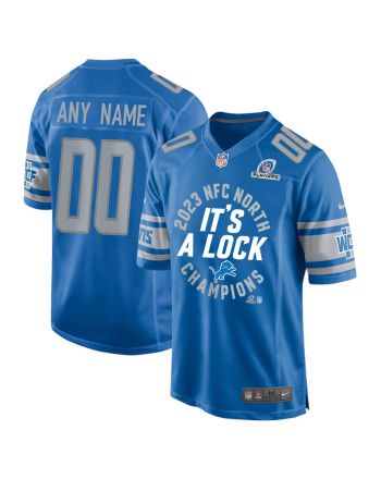 Detroit Lions 2023 NFC North Champions It's A Lock Game Men Custom Jersey - Blue