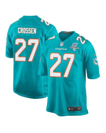 Keion Crossen 27 Miami Dolphins 2023 Playoffs Patch Game Men Jersey - Aqua