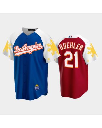 Los Angeles Dodgers Walker Buehler 21 2022-23 Royal Red Filipino Heritage Night Jersey