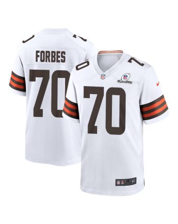 Drew Forbes 70 Cleveland Browns 2023 Playoffs Patch Game Men Jersey - White