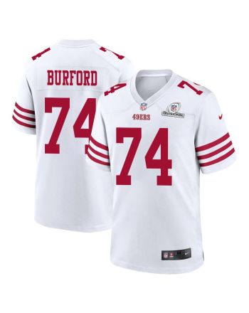 Spencer Burford 74 San Francisco 49ers 2024 Divisional Patch Game Men Jersey - White