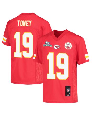 Kadarius Toney 19 Kansas City Chiefs Super Bowl LVII Champions Youth Game Jersey - Red