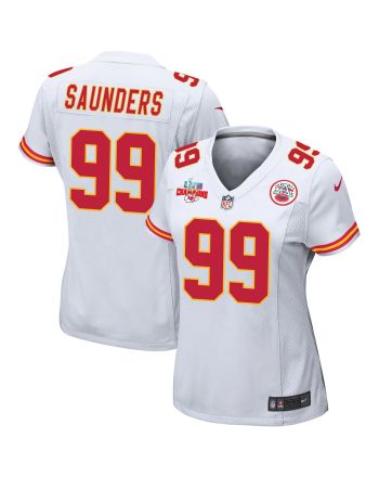 Khalen Saunders 99 Kansas City Chiefs Super Bowl LVII Champions 3 Stars Women Game Jersey - White