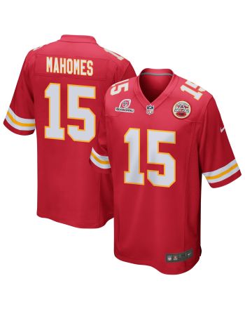 Patrick Mahomes 15 Kansas City Chiefs 2024 Divisional Patch Game Men Jersey - Red