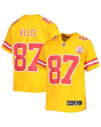 Travis Kelce 87 Kansas City Chiefs Youth Inverted Team Game Jersey - Gold