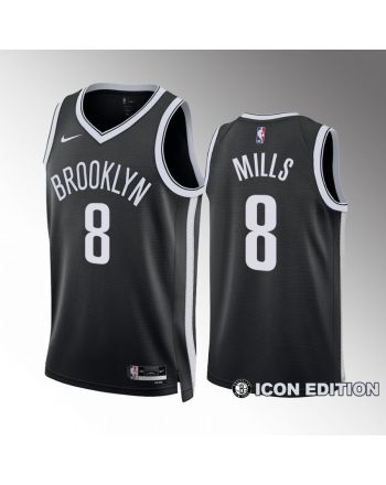 Brooklyn Nets Icon Edition Patty Mills 8 Black Jersey 2022-23 Swingman