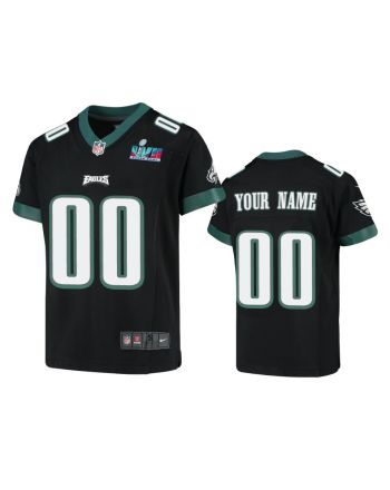 Philadelphia Eagles Custom 00 Youth Super Bowl LVII Game Jersey - Black