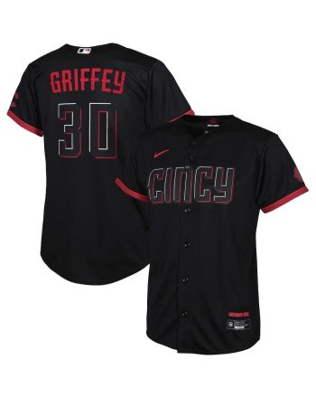 Ken Griffey Jr. 30 Cincinnati Reds Youth 2023 City Connect Jersey - Black