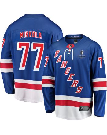 Niko Mikkola 77 New York Rangers Stanley Cup 2023 Playoffs Patch Home Breakaway Men Jersey - Blue