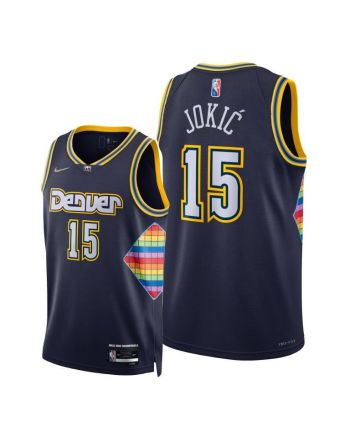 Nuggets 15 Nikola Jokic 2021-22 City Edition Blue Jersey Diamond 75th Season - Men Jersey