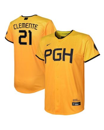 Roberto Clemente 21 Pittsburgh Pirates 2023 City Connect Youth Jersey - Gold